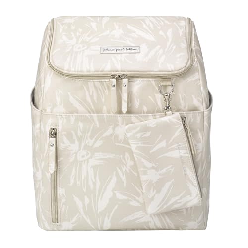 Petunia Pickle Bottom Tempo Backpack, Diaper Bag Designed for Busy Families, Attaches to Stroller or Suitcase, Spacious Main Compartment (Linen Blossoms)