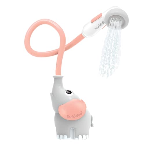 Yookidoo Baby Bath Shower Head - Elephant Bath Toy and Trunk Spout Rinser - for Newborn Babies in Tub Or Sink (Pink)