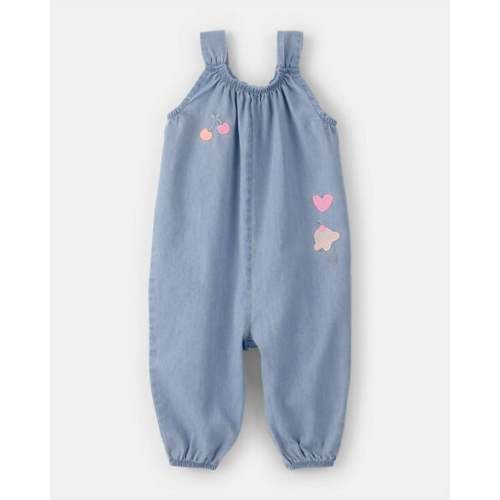 Baby Girl Embroidered Chambray Sleeveless Jumpsuit - Blue | Carter's
