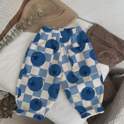 Baby Toddler Checkerboard Blueberry Corduroy Pants
