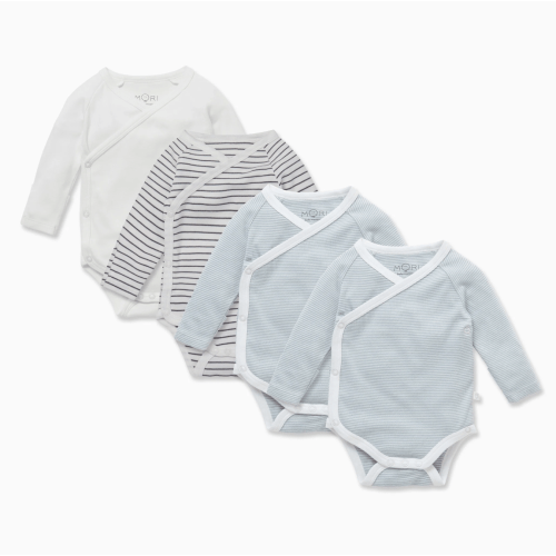 Long Sleeve Kimono Bodysuit 4 Pack Blue / Newborn
