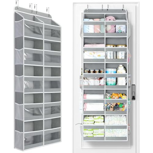 Yecaye 5-Tier Over The Door Organizer Dual-Column, 80lbs Load Over The Door Storage of 10 Compartments, Heavy Duty Door Organizer Hanging for Bedroom Closet Dorm Bathroom Pantry, Grey 1 Pack
