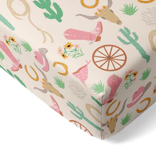 Little Sleepies Baby Crib Sheets, Buttery Soft Viscose from Bamboo Crib Sheets for Boys & Girls, Toddler Bed Sheet, Standard Crib Mattress Sheet, Super Stretchy & Elasticized (Pink Ready to Rodeo)
