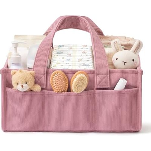 Baby Diaper Caddy Organizer with Handles, Portable Nursery Storage Basket
