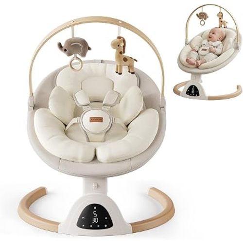 TinyGlow Baby Swings for Infants, Electric Baby Swing with Remote Control