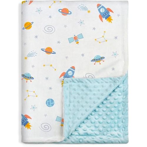 SANDJEST Outer Space Minky Blanket 30 x 40 Inches, Gift for Christmas Birthday