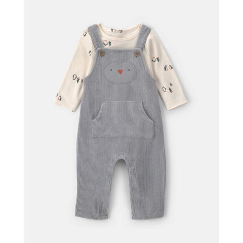 Baby Boy 2-Piece Penguin Long-Sleeve Overall Set - Grey/Cream | Carter's