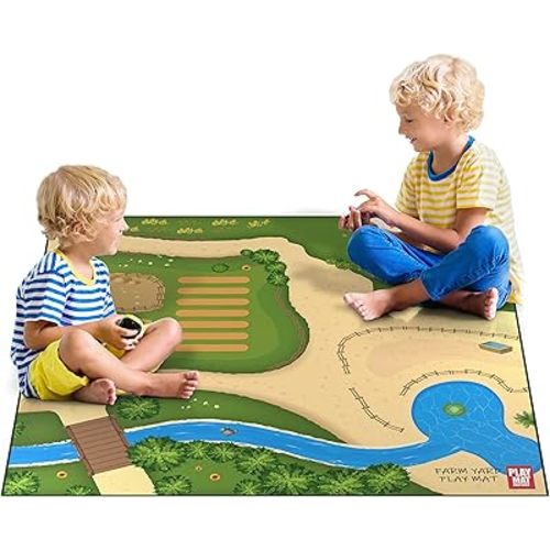 Farm Play Mat for Farm Toys | Foldable Solution |Large Size 57” x 57” | Farm Animals | Tractor Play| Activity Mat | by Play Mat Factory