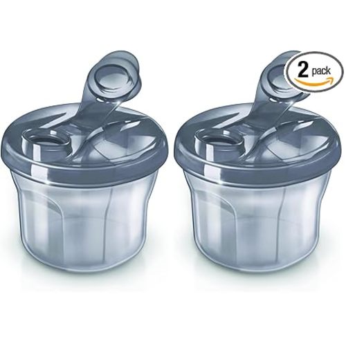 Philips AVENT Powder Formula Dispenser and Snack Cup for Unisex Baby,Grey,SCF135/18,(Pack of 2)