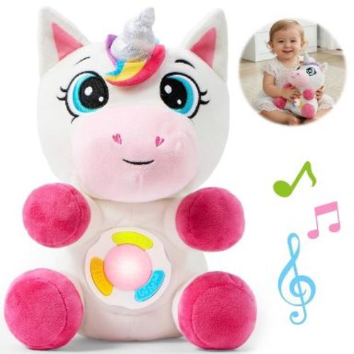Joyfy Musical Plush Baby Toy Unicorn Stuffed Animal with Music Light Infant Babies Boys & Girls 6M+ Christmas Birthday Easter Gifts