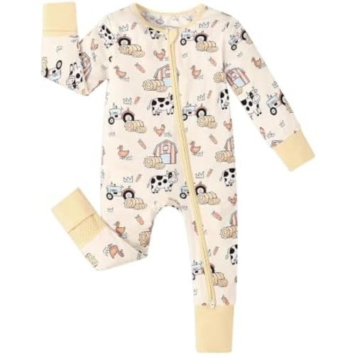 JunNeng Viscose from Bamboo Baby Sleeper, Convertible Pajamas 0-18M
