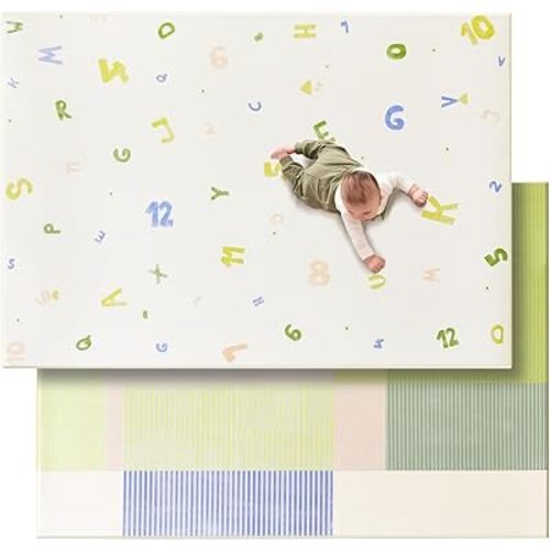 Tiny Land Baby Crawling Mat Reversible Baby Play Mat 78" X 55" Waterproof Non-Slip Larger Playmat Odorless Foam Floor Mat for Infants,Toddlers (Alphabet)