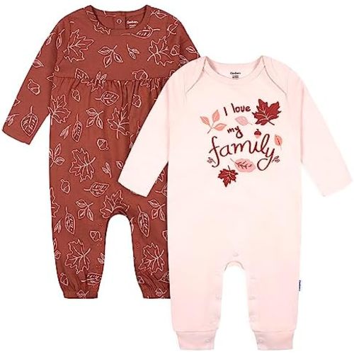Gerber Baby Girls' 2-pack Long Sleeve Jumpsuit