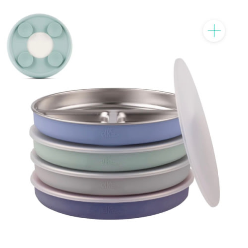 7.8" Stainless Steel Divided Plates with Suction Sleeve