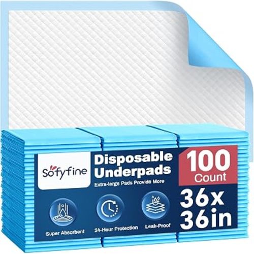 SOFYFINE Extra Large Chucks 36"x36" 100 Count Disposable Bed Pads Heavy Duty Absorbent Elderly Adults Incontinence Bed Pads,Waterproof Thicken Puppy Pee Pad,Changing Underpads for Women and Baby