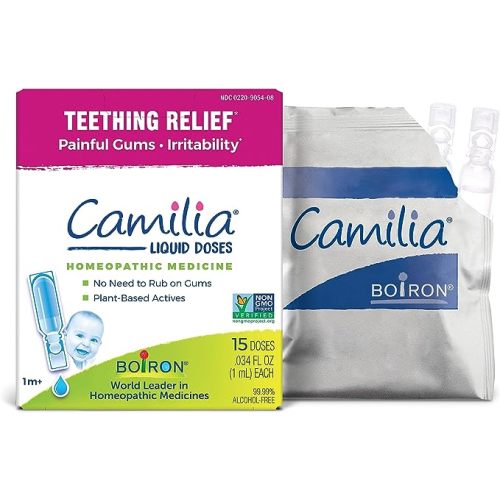 Boiron Camilia Teething Drops for Daytime and Nighttime Relief of Painful or Swollen Gums and Irritability in Babies - 15 Count