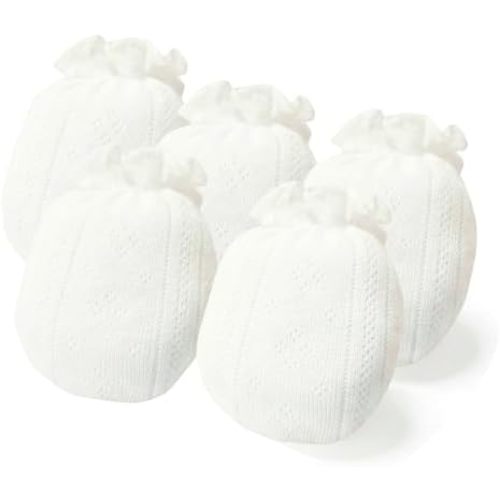 MOMSMENU Baby Mittens Newborn Girl 0-6 Months No Scratch Ruffle Mesh 5-Pack