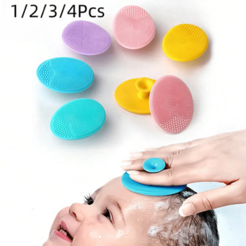 4pcs/2pcs/1pc Small Silicone Facial Cleansing Brush, Baby Shampoo Brush, Blackhead Remover, Soft Round Hair Washing Brush (Random Color) | SHEIN USA