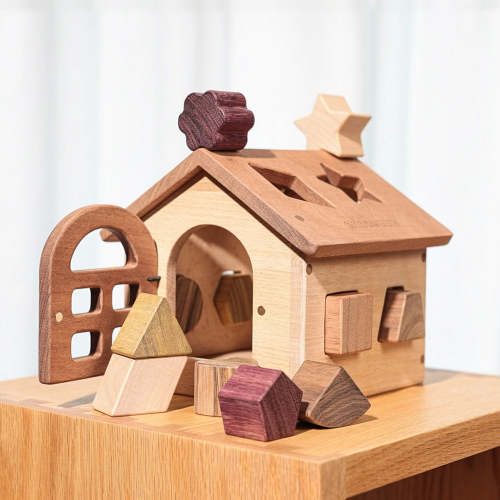 Solid Wood Montessori Shape Sorting House – Montefurniture