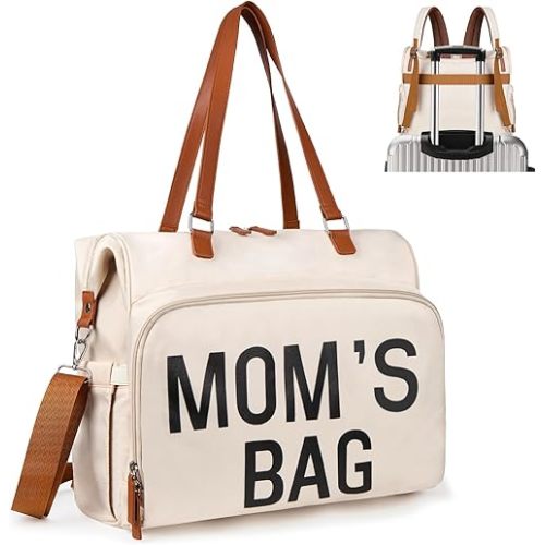 Diaper Bag Backpack Mommy Bag Large Capacity Diaper Backpack Travel Essential Baby Diaper Bag for Mom and Dad, Beige
