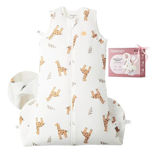 Momcozy Sleep Sack for Baby 6–12 Months, 1.5 TOG Baby Wearable Blanket | Supportive Plush Filling, Two-Way Zipper for Easy Diaper Changes, Snap-Fit Design for Growing Babies, Medium, Giraffe