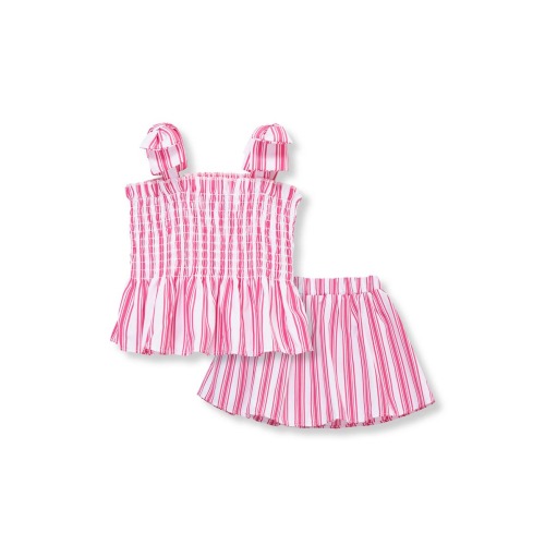 Stripe Smocked Top & Skirt Set