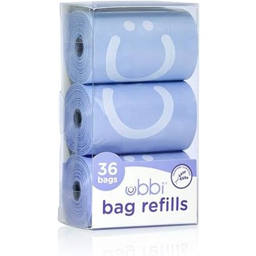 Ubbi On-the-Go Refill Bags, Lavender Scented, 12 bags per roll, 3 Rolls (Pack of 1), Baby On The Go Diapering Essentials
