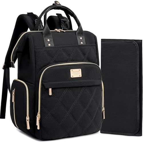 Diaper Bag Backpack Travel Diaper Backpack, Large Baby Diaper Bag with Changing Pad Baby Bag for Boys Girls, Insulated Pockets, Waterproof Baby Backpack for Mom & Maternity (Black)