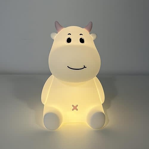 Cute Cow Night Light – XL Silicone Rechargeable Touch-Controlled Dimmable RGB Lamp with Adjustable Brightness & Multiple Color Modes – Ideal for Kids' Nursery, Bedroom, and Bedtime Décor