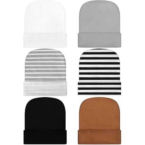 Geyoga Newborn Girl Boy Hat Newborn Beanie Stripes Hat Toddler Soft Caps Infant Cotton Knit Caps for Baby 0-6 Months
