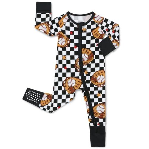 babee Reshinee Bamboo Viscose Baby Footie Pajama, Zipper Sleeper Boys Girls | Sleep & Play Romper with 2-Way Zipper, Fold-Over Mittens & Foot Cuffs with Grips, Tagless, Convertible, All-Season, 0-24M