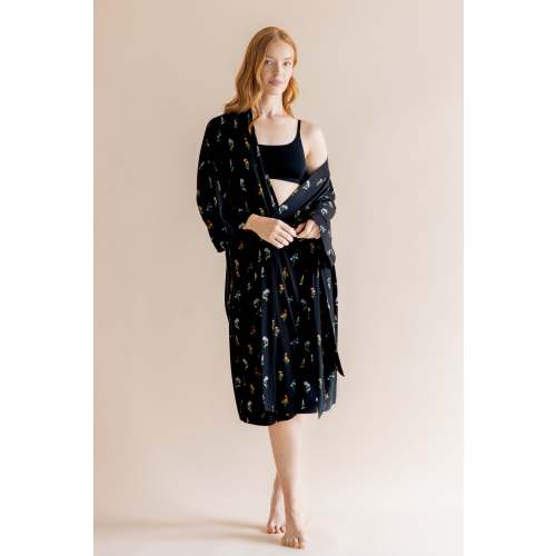 Women’s Kimono Robe in Midnight Wildflower