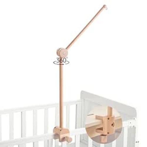 HI BABY MONMENT Crib Mobile Arm - Rotating Baby Mobile Hanger, Natural Beech Wood, Mobile Stand for Crib Nursery Decor, Perfect for Baby Girl or Boys
