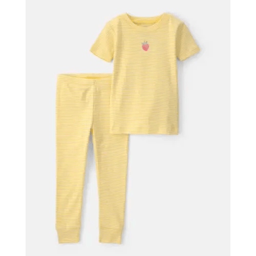 Baby Girl Strawberry 100% Cotton Snug Fit 2-Piece Pajama Set - Yellow | Carter's