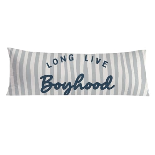 Long Live Boyhood 20x54 Body Pillow Cover for Boys Room Nursery, Boy Nursery Decor, Kids Playroom Decor, Trendy Retro Blue Boyhood Decorative Long Body Pillow Cases for Bed Couch