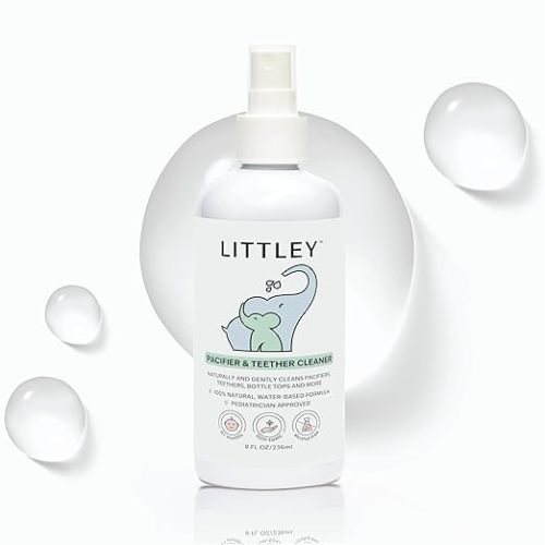 Littley Pacifier & Teether Cleaner with Hypochlorous Acid, Non-Toxic & Alcohol-Free, Gentle Formula for Cleaning Baby & Toddler Essentials, 8oz Spray Bottle