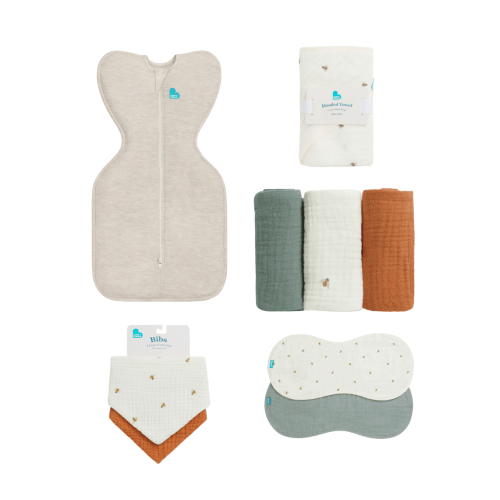 Newborn Essentials Bundle | Swaddle Up 1.0 TOG | Bib | Wash Cloth | Burp Cloth | Hooded Towel | Oat