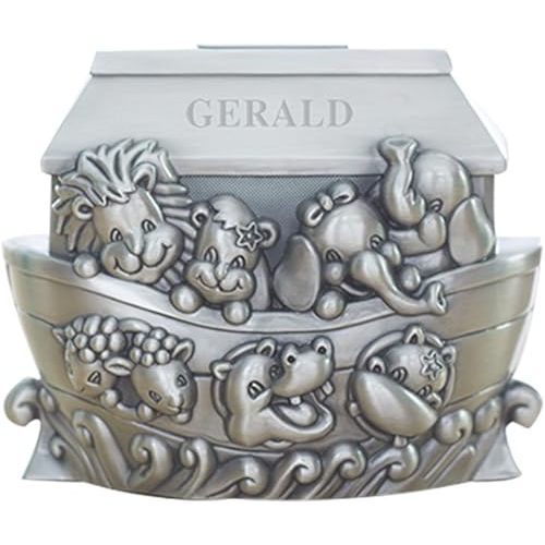 GiftsForYouNow Customized Noah's Ark Piggy Bank, 5.5" W x 4" L x 2.25" D - Engraved Pewter Coin Bank