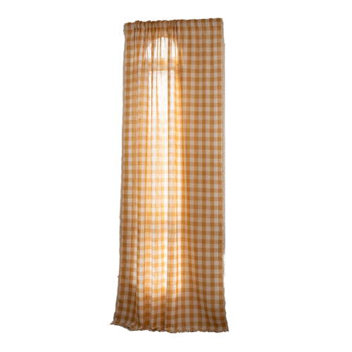 Rural Plaid Woven Curtain, Semi Blackout Window Drape, Farmhouse Style Checkered Curtain for Living Room Bedroom Balcony Home Decor