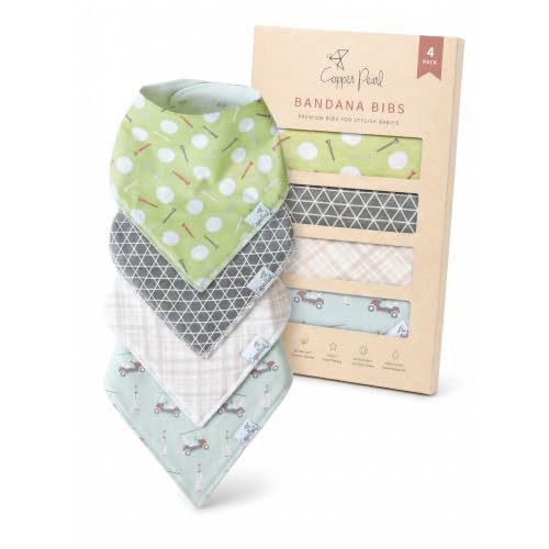 Copper Pearl Baby Bibs 4 Pack, Printed Bandana Drool Bibs for Baby Girl & Boy, Soft Cotton Drooling Teething Bibs