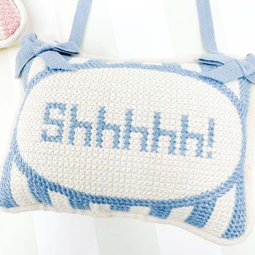 Shhhh Baby Embroidered Door Hanger Pillow