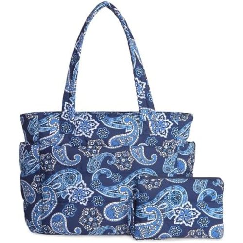 TOPDesign Puffer Tote Bag for Women, Lightweight Puffy Handbag with Compartments, Quilted Shoulder Bag for Work, Travel, Gym