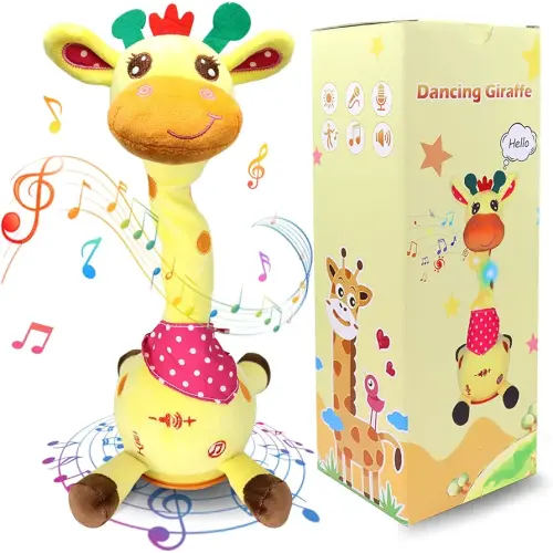 Talking Dancing Giraffe Toy, Stuffed Animal Repeats What You Say with Glowing Light, Baby Toy for 3-18 Months, Gift for Toddlers 1-3 Years Old