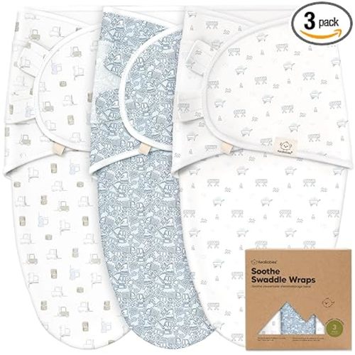 3-Pack Organic Baby Swaddle Sleep Sacks - Swaddles for Newborns, Infant 0-3 Months, Baby Girls, Boys, Soft & Snug Newborn Sleep Sack, Nursery Swaddling Blankets (Excavation, OS)
