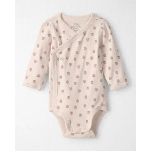 3 Months - Baby Girl Organic Cotton Wrap Bodysuit in Strawberry Print - Little Planet | Carter's