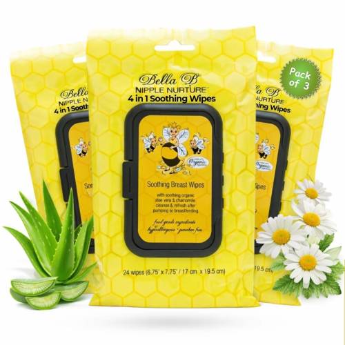 Bella B Nipple Nurture 4-in-1 Soothing Wipes Bundle 24 Count 3 Pack