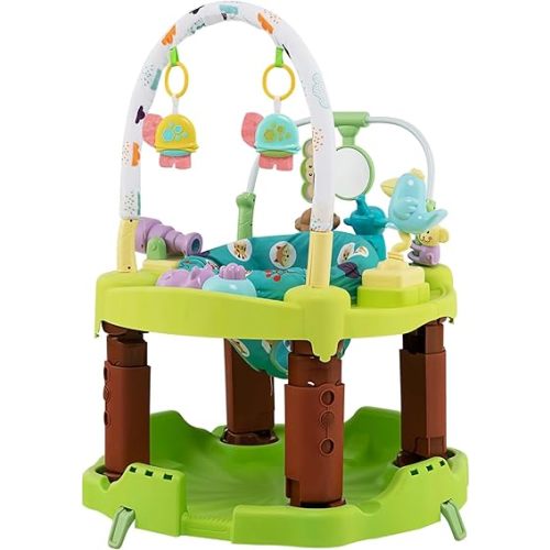 HOMGX Baby Bouncer Activity Center, 3 in 1 Baby Jumper Center & Infant Playtime Mat & Activity Table w/Baby Toys, 3 Adjustable Heights & 360° Rotatable Seat, Activity Center for Toddlers (Green)