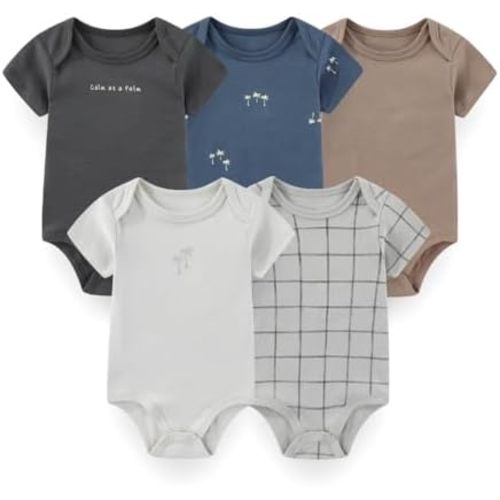 Unisex Baby Boy Girl Rompers 5-Pack Cotton Short Sleeve Infant Bodysuits New born Clothes