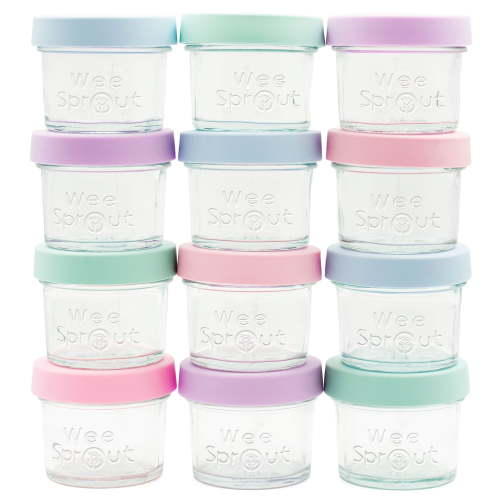 WeeSprout, Glass Baby Food Storage Jars, 12 Pack, 4oz