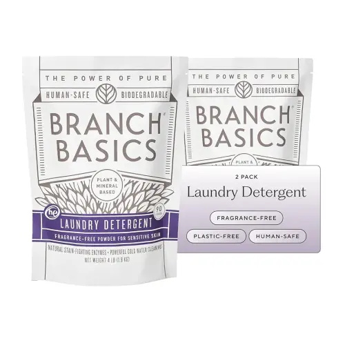 Branch Basics Laundry Detergent – 2 Pack, 4lbs per | Plant & Mineral-Based Formula | Lifts Stains & Removes Odor | Plastic-Free, Fragrance-Free & Safe for Sensitive Skin